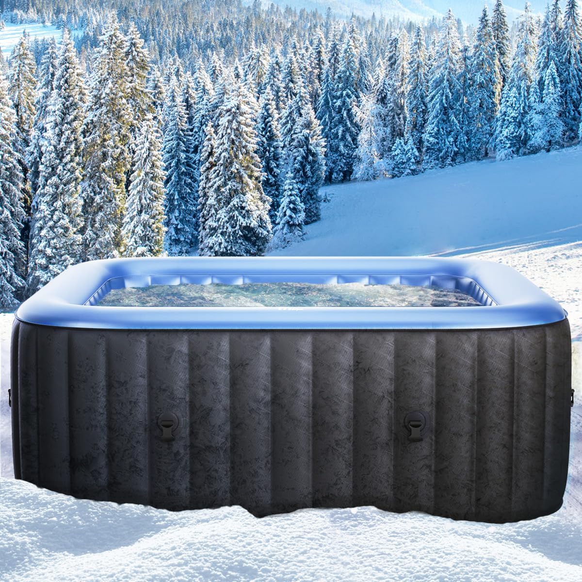 BRAST Aufblasbare Pools, 224 cm, schwarz/blau, Whirlpool aufblasbar MSpa, 4-8 Personen, viele Modelle rund und eckig