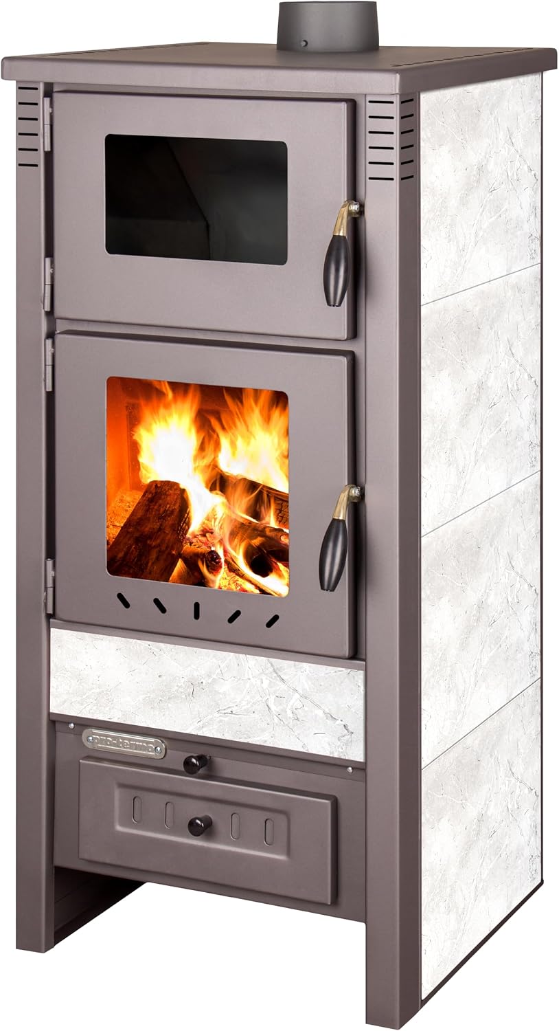 Generico Backofen, 12 kW, 80 m, Weiß, Bio Holz Sille mit - er Keramik Holzofen - Heizt bis zu ²