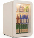 °CUBES Getränkekühlschrank, 128 L, Creme, Retro Kühlschrank, Leiser mit großem Stauraum für Küche, Büro, Kiosk & Gastronomie