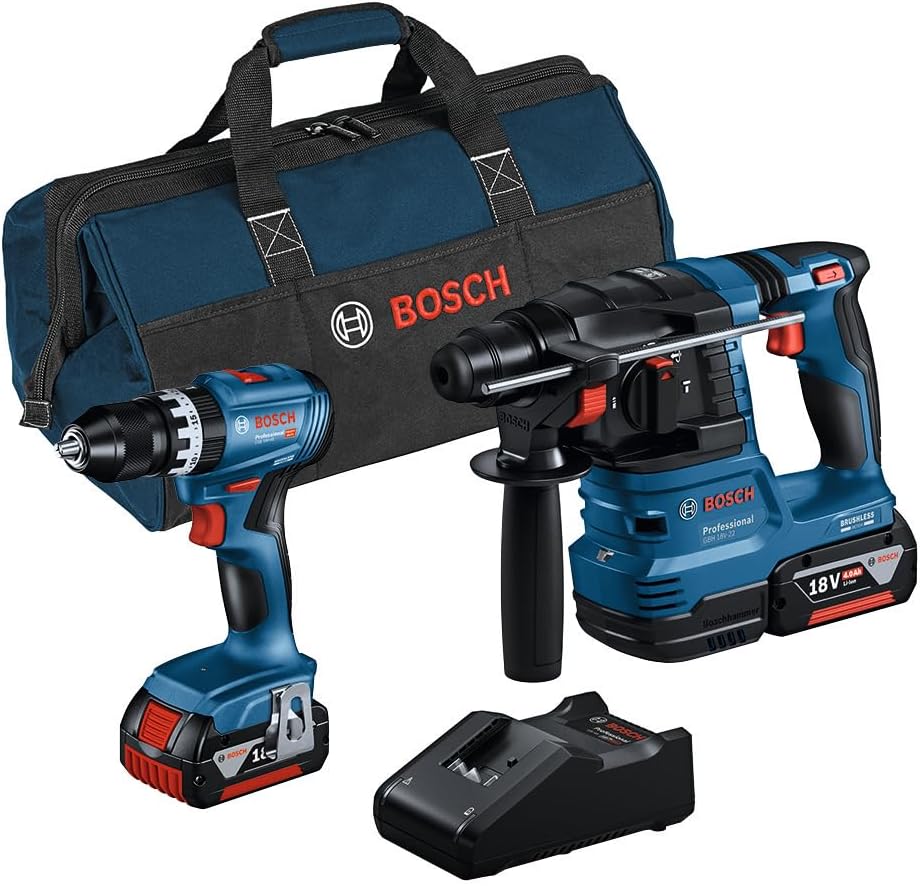 M18 18 V Lithium-Ion Cordless Combo Tool Kit (7-Tool) with Two 3.0 Ah Batteries, Charger and Tool Bag Akkuschrauber, 4.0 Ah, 18 V, Blau/Schwarz/Rot