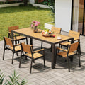 Gartenmöbel-Set Devoko, Schwarz/Holzoptik, Gartengarnitur, Gartenmöbel Set 6 stühle mit tischt, Balcony Furniture alu