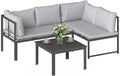 Sofa Outsunny, 16 cm, grau, 3-teiliges Gartenmöbel-Set Eck für den Außenbereich, Modulares Terrassenmöbel mit verstellbarer Armlehne