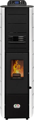 STUFE A PELLET ITALIA Pelletheizungen, 8 kW, 70 m, Schwarz/Weiß, Colonna New WiFi Slim - ofen mit Belüftung, 93% Effizienz