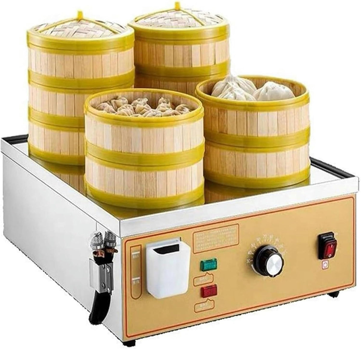 JYBNBBE Dampfgarer, 4 L, Edelstahl, Silber, Gewerbliche Dampfbrötchenmaschine mit öchern, Edelstahl- für den Hausgebrauch