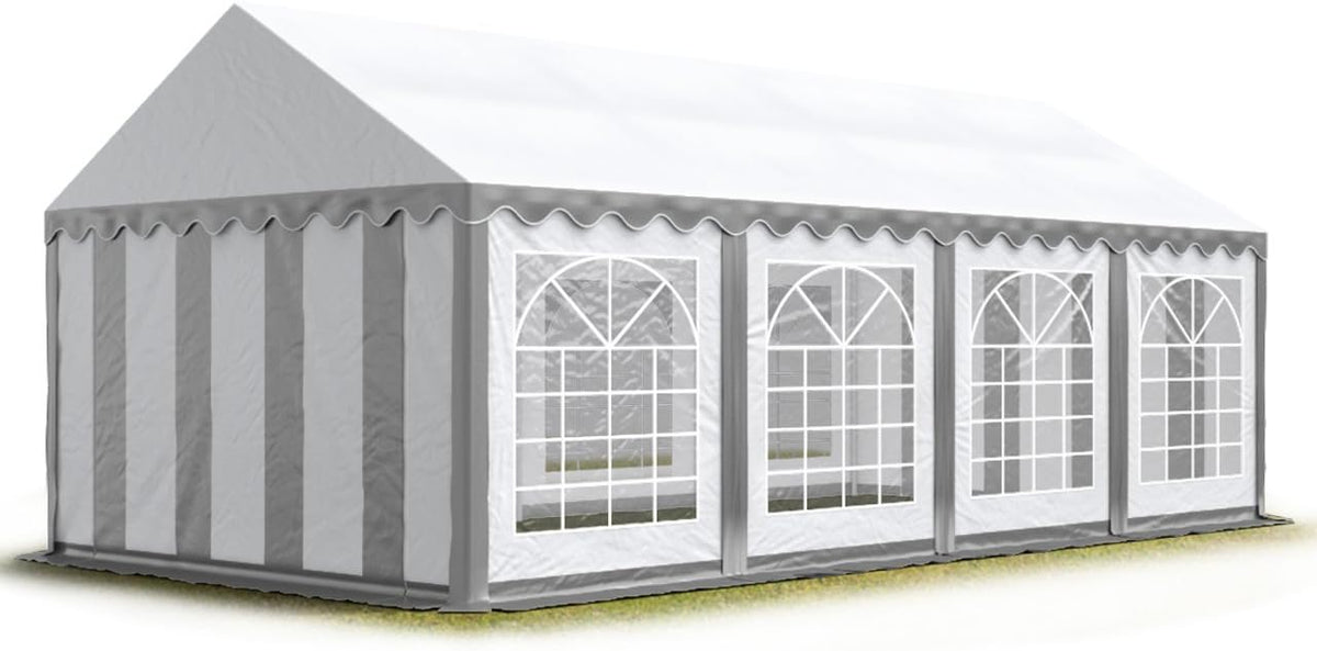 TOOLPORT Pavillon, grau, Party-Zelt Festzelt 4x8 m Garten- -Zelt PVC Plane 700 N