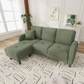 LinoraFurn Sofa, 166x118x77 cm, grün, L-förmiges Eck mit Chaiselongue, 3-Sitzer, Cordstoff, Kunststoffbeine, Modulares Design