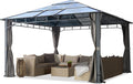 TOOLPORT Pavillon, 9x9 cm, 8 mm, grau, Garten 4x4 m Polycarbonat Dach ca. 4 Seitenteile Partyzelt