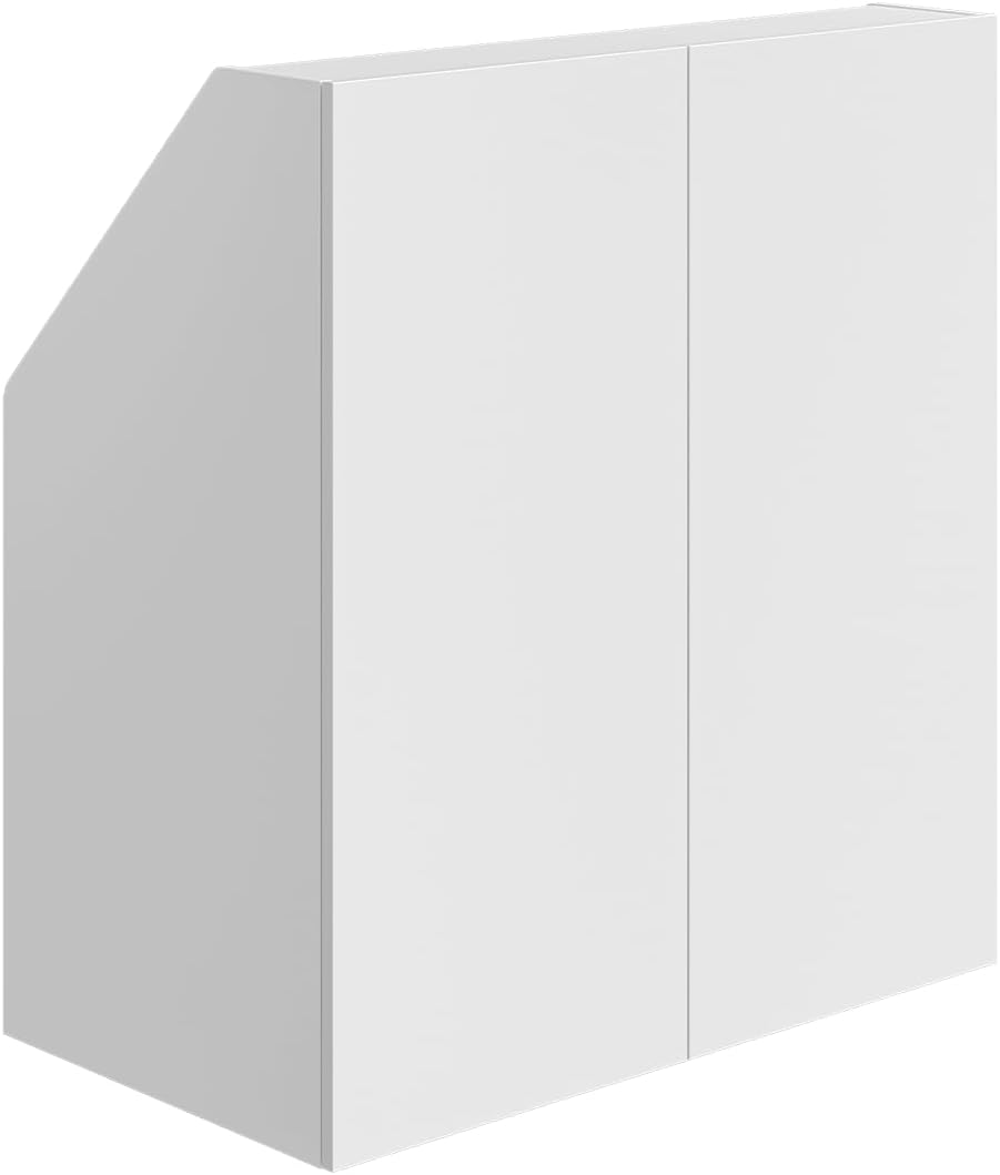 Bellamio Bücherregal, Spanplatte, kratzfest, Schwarz, Aland Dachschrägenschrank, Weiß, 2 Push-to-Open Türen, 3 Fächer