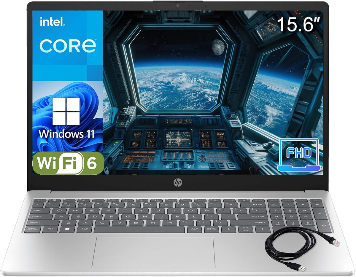 Laptop, Silber/Schwarz, HP Pavilion 15' 2026 AI-Ready, Intel 4-Core N100, 16GB RAM, 256GB SSD, FHD Display, Numeric Keypad