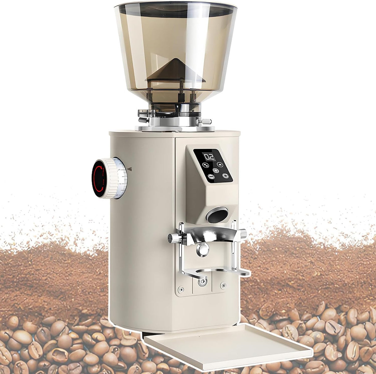 vnmudzeo Kaffeemaschine, 453 g, 350 W, Mahlwerk aus Edelstahl SUS420 + ABS-Gehäuse, Beige
