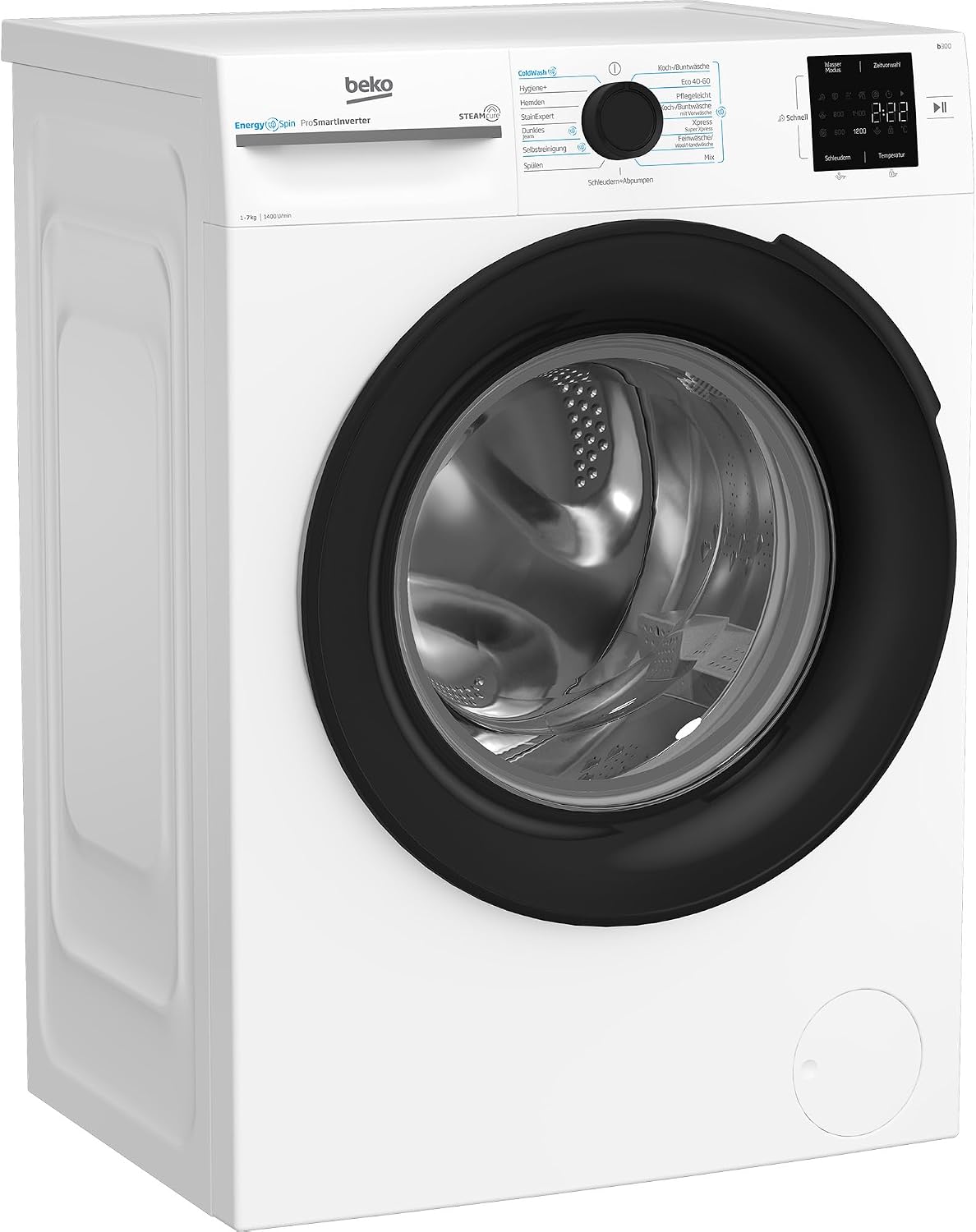 Beko Waschmaschine, 7 kg, Weiß, BM3WFU3741X freistehend, Waschvollautomat, EnergySpin, Schleuderwahl 1400 U/m