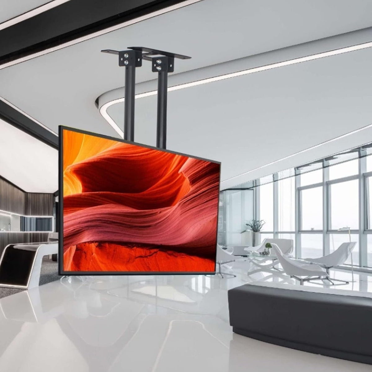 Fernseher, 100 Zoll, Schwarz, Elektrischer Tv-Liftständer, Höhenverstellbare Doppelstangen-Tv-Halterung Für Einen