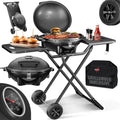 KESSER Elektrogrill, Grau, elektrischer 2in1 Tischgrill & Standgrill mit Deckel &, 2400 Watt, Thermostat, Antihaftbeschichtung