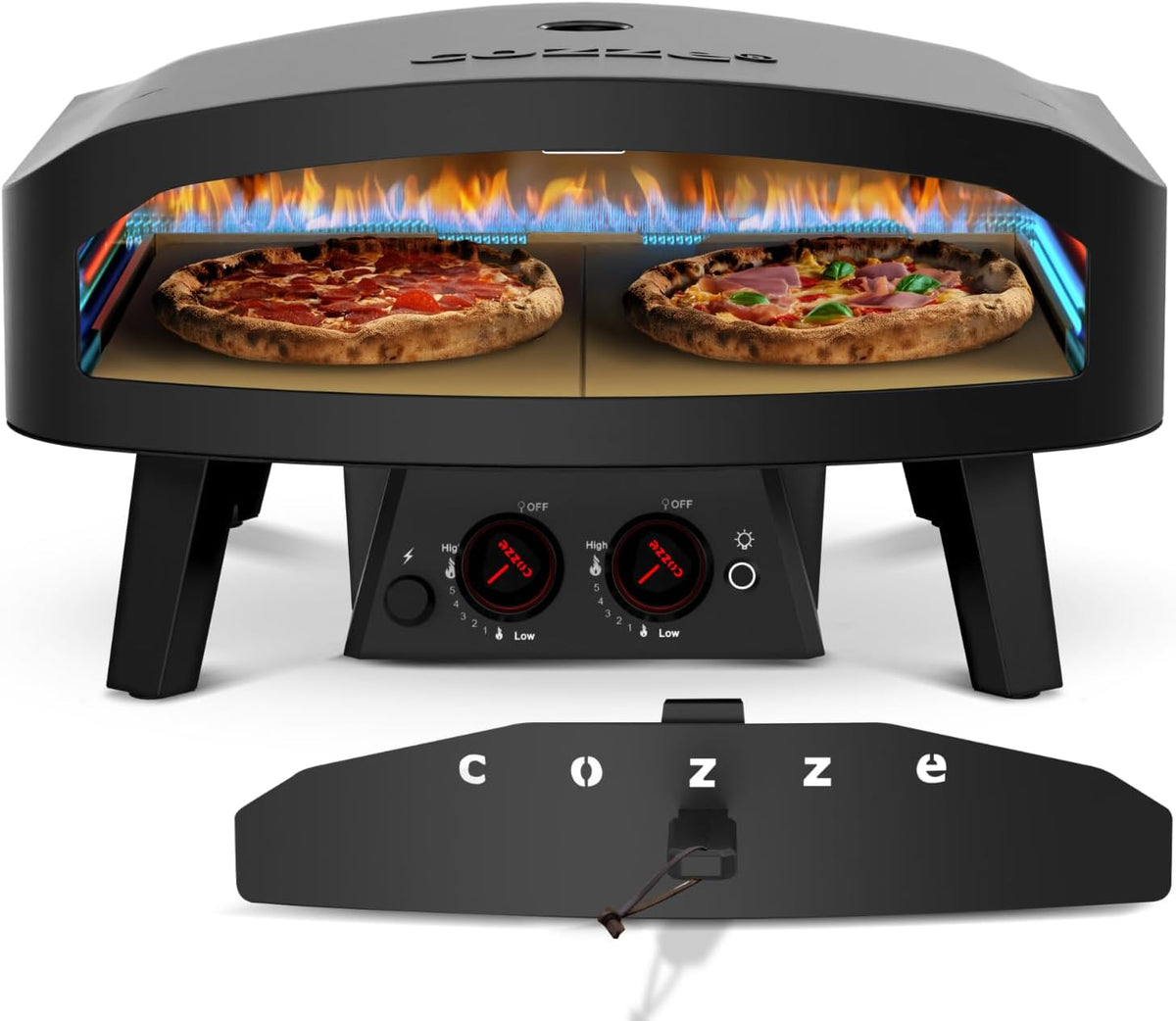cozze Pizzaofen, 60x60 cm, Schwarz, 24' Gas e Edition - 600°C, Pizza in 2 Minuten