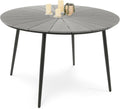 di volio Esstisch, 120 cm, Weiß, Gartentisch rund aus Aluminium Holzoptik wetterfest Palermo