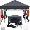 Kidsgigglz Pavillon, 3x3 m/3x9 m, Anthrazit, 3x3 Höhenverstellbar-3, Falt Wasserdicht Stabil, Pop-up Faltbar Partyzelt mit 4 Seitenteilen Winterfest