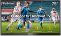 SYLVOX Fernseher, 75 Zoll, Schwarz, Outdoor TV, IP55 wasserdicht, 1000Nits, 4K UHD HDR10, Smart Android TV mit Dolby Audio