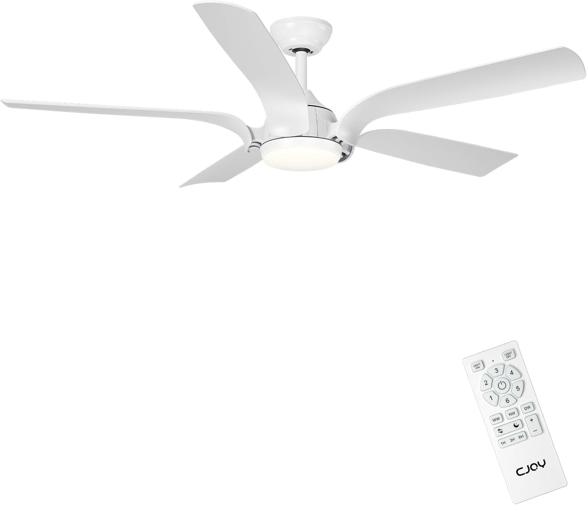 CJOY Deckenventilator, 142 cm, Weiß, mit Beleuchtung, mit Fernbedienung Leise, 6 Geschwindigkeiten, 3 CCT Dimmbar