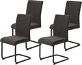 Hela Tische Esszimmerstuhl, 140 kg, Braun/Schwarz, 4er Set Schwingstuhl Linn, Webstoff+Mikrofaser Braun, Vierkantgestell Schwarz