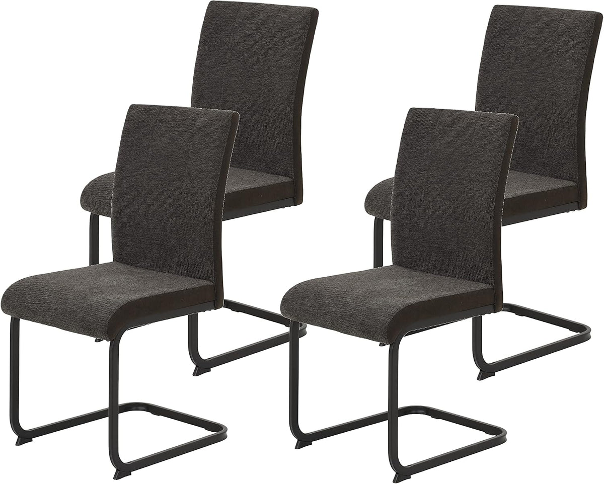 Hela Tische Esszimmerstuhl, 140 kg, Braun/Schwarz, 4er Set Schwingstuhl Linn, Webstoff+Mikrofaser Braun, Vierkantgestell Schwarz