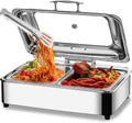 RSHJD Buffetschrank, 9 L, Silber, Chafing Dish Elektrisch, Edelstahl Speisenwärmer Buffetwärmer (GN1/2)