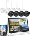 Hiseeu Monitor, Weiß/Schwarz, 【5MP+3TB Festplatte】 Überwachungskamera Set Aussen WLAN mit, 4 Pcs 5MP WiFi Kameras mit Farbe Nachtsicht