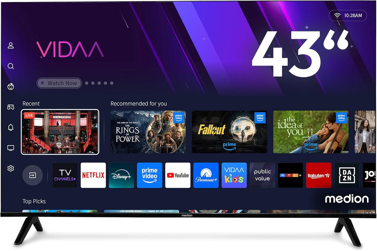 MEDION Fernseher, 43 Zoll, 108 cm, Schwarz, Smart TV, QLED (Smart-TV, Dolby Vision HDR, HBO Max, MagentaTV
