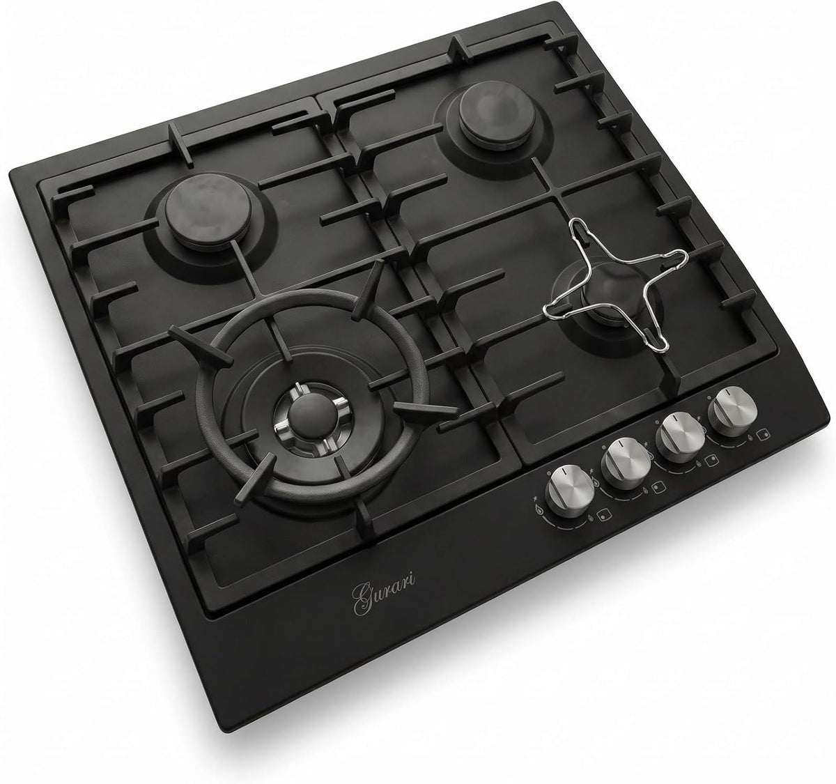 Gurari Kochfeld, 4,0 kW, 60 cm, Schwarz, Gas GCH FB 604 BL • Autarkes Gas • 4 Gasbrenner mit WOK