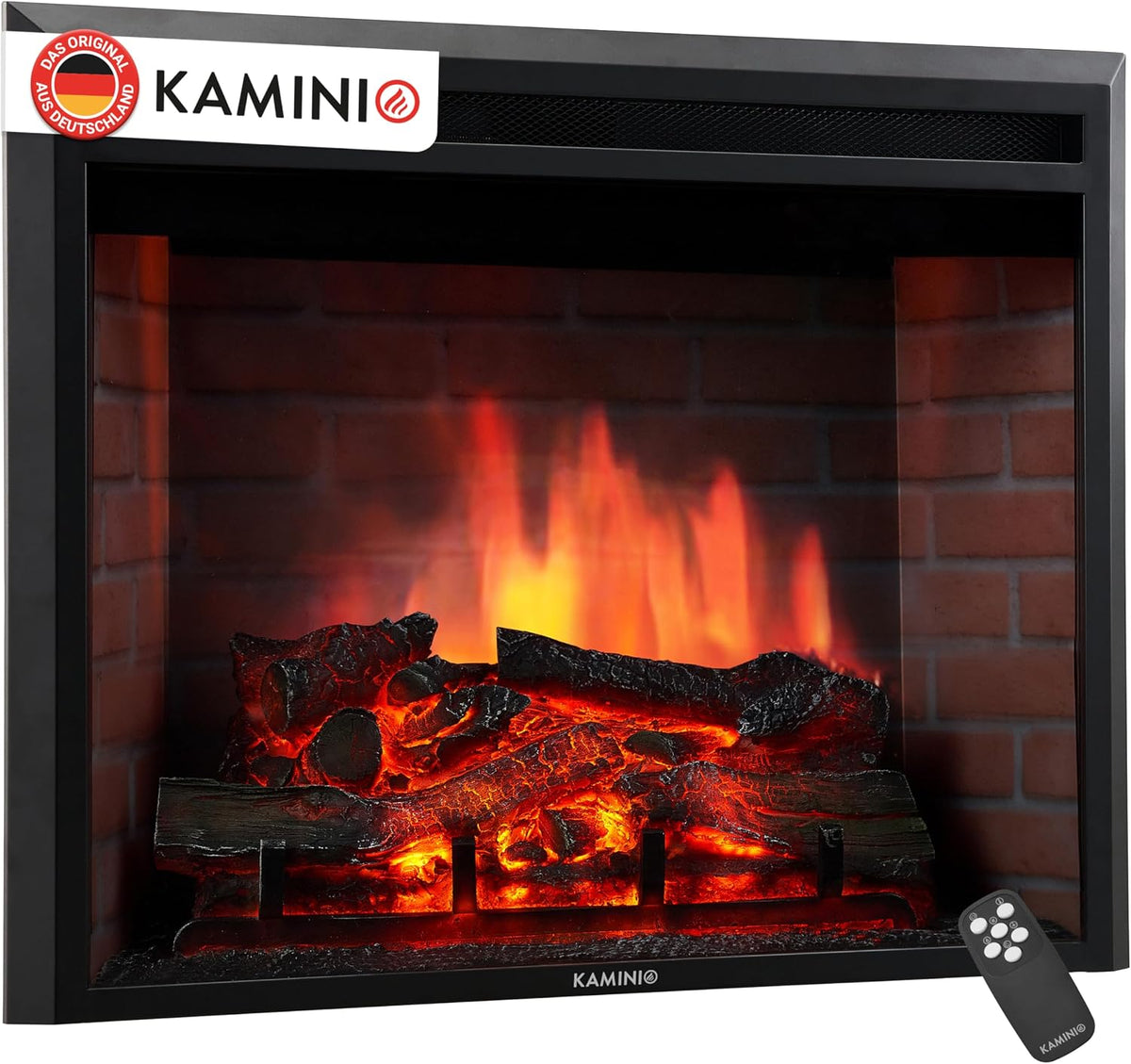 KAMINIO Elektrokamin, Schwarz, Luca PRO 23 Einbau- mit Heizung [Kamineinsatz]