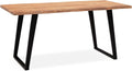 Wohnling Esstisch, 120x60x76 cm, Schwarz, Esszimmertisch Akazie Massivholz/Metall Baumkante, Küchentisch Massiv mit U-Beinen