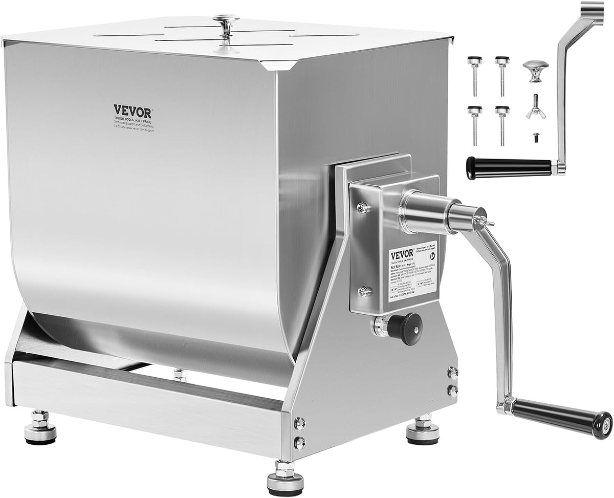 VEVOR Fleischwölfe, 13,6 kg, 20 L, Schwarz, manueller Fleischmischer Fleischverarbeitungsgerät mit, Handmixer für Hackfleisch