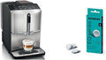 Siemens Kaffeevollautomat, Silber/Schwarz, EQ300 TF303E07 & Reinigungstabletten TZ80001A, 10 Stück