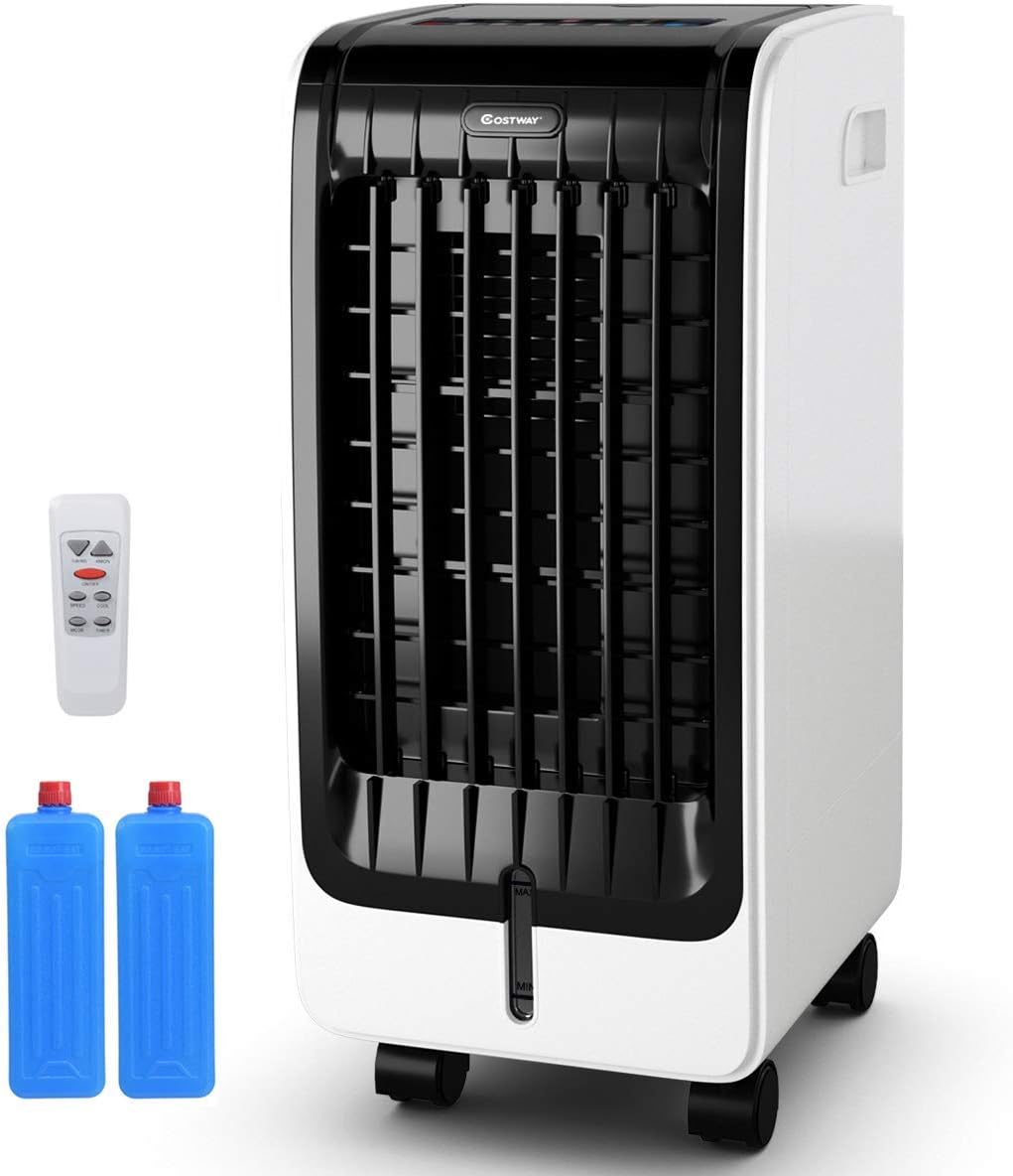 COSTWAY Mobiles Klimagerät, 75 W, ABS, Weiß, mobile Klimaanlage ohne Abluftschlauch Luftkühler Ventilator