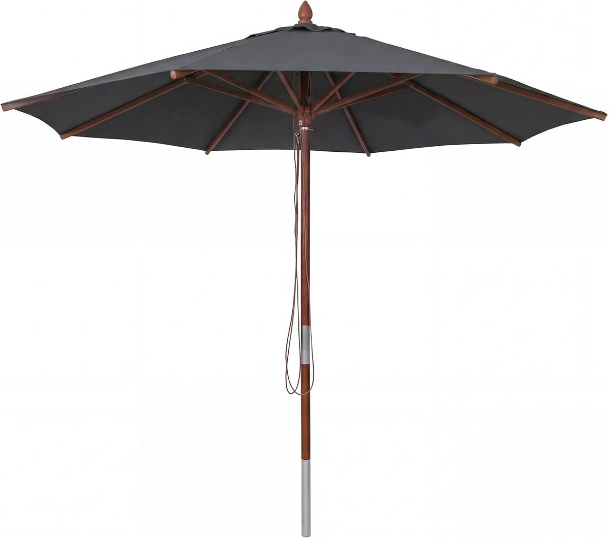 Mendler Sonnenschirme, 14 kg, 3m, Schwarz, Gastronomie Holz-Sonnenschirm HWC-C57b, Gartenschirm, Polyester/Holz