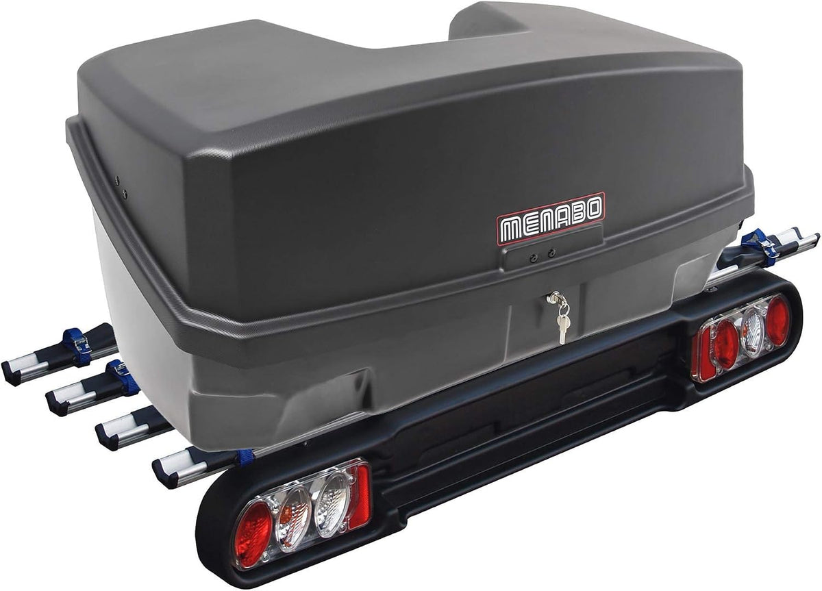 MENABO Fahrrad, 330 Liter, schwarz, Race 4 träger für 4 Räder klappbar + Nekkar Transportbox
