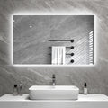 byecold Elektroheizkörper, 100x60 cm, 580 W, Grau/Weiß, Infrarotheizung Spiegel Wandmontage mit LED, Spiegelheizung Elektrisch Infrarot