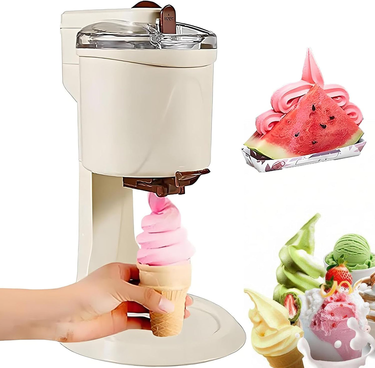Ymnogjie Eismaschine, 1000 ml, 20 W, PP Kunststoff + Aluminium, Grau, Mini Frucht Soft Serve, Automatische Mini Soft