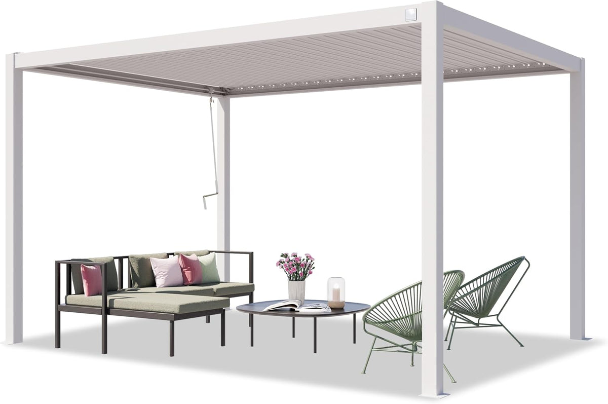 TOOLPORT Pavillon, weiß, PRIMEYARD Pergola 3x4 m e Aluminium-Pfosten