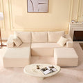 Sofa Litbird, 272 cm, Beige, U-förmiges modulares Eck mit Schlaffunktion, rahmenloses Oversize Schlaf mit Chaiselongue Links