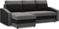 Sofa Mebligo, 231 x 140 x 85 cm, Grau/Schwarz, Eck mit Schlaffunktion und Bettkasten Orion, Eckcouch Universelle Seite