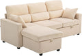 Sofa HOMCOM, Beige, Eck mit Schlaffunktion Schlaf mit Bettkasten