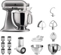 KitchenAid Reiben, Silber, Küchenmaschine Artisan 5KSM175PS Veggie S Paket, mit TOP Zubehör: Gemüseschneider mit drei Trommeln sowie