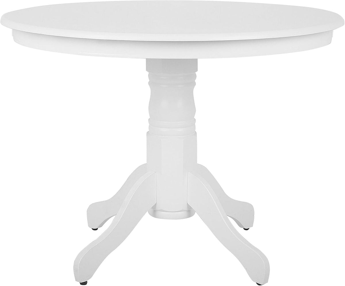 Beliani Esstisch, 100 cm, MDF-Platte, Weiß, für 4 Personen rund ø mit Holzbeinen Mittelfuß Skandi Akron