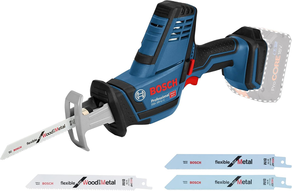 Bosch Professional Säbelsägen, 18 V, 18 V, Blau, System Akku Säbelsäge GSA -LI C (Compact Version inkl. 1x, ohne Akku/Ladegerät)