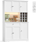 FirFurd Sideboard, 180x100x39 cm, 180 cm, Weiß, Küchenschrank Buffetschrank mit LED für Küche
