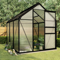 Begehbares Gewächshaus, 190 x 190 x 202 cm, 3,61 m, Schwarz/Transparent, aus Polycarbonat mit Aluminiumrahmen und Fundament