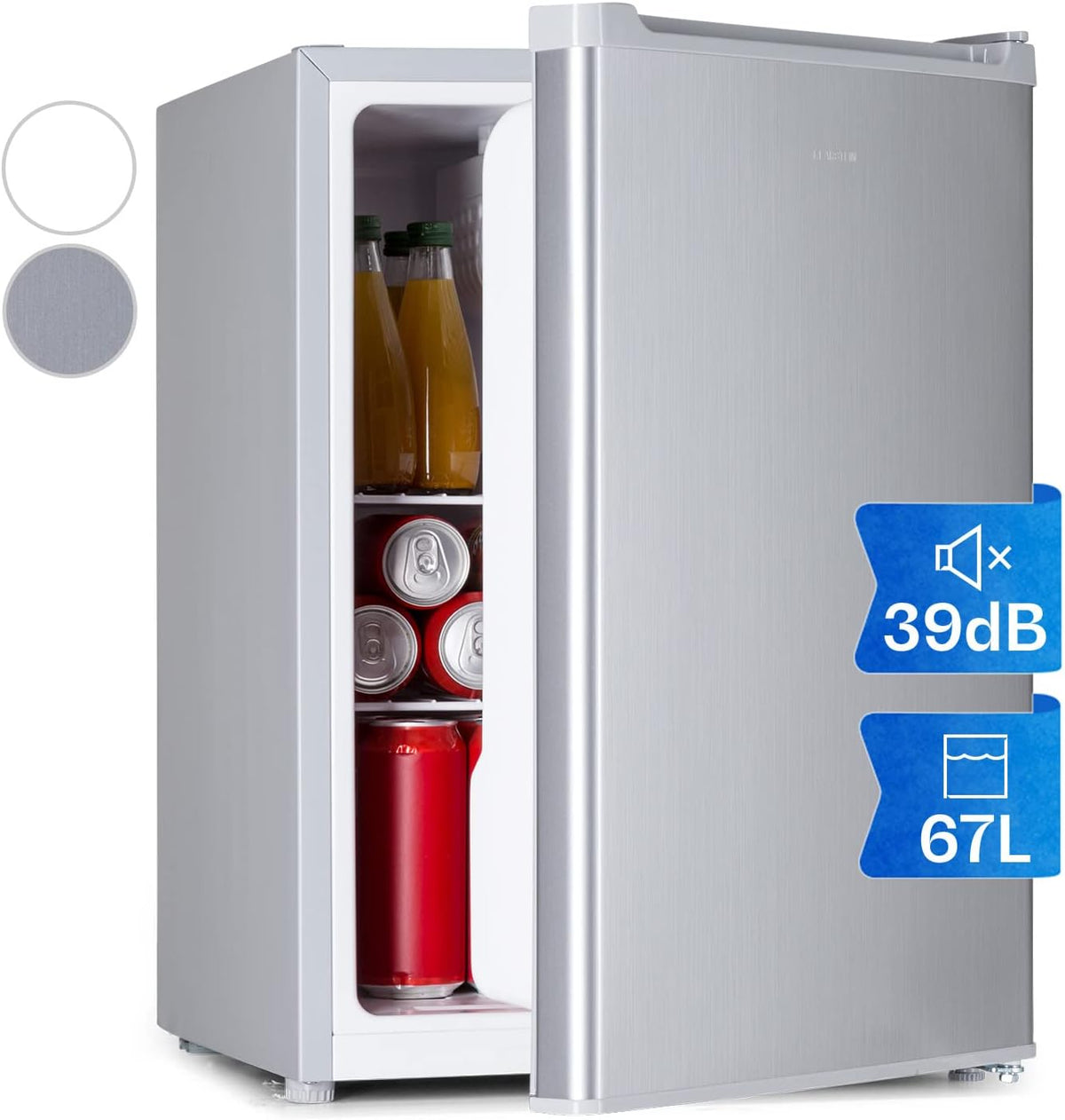 Klarstein Getränkekühlschrank, 67 Liter, Weiß, Mini Kühlschrank, Retro Mini-Kühlschrank mit Gefrierfach, Klein & Kompakt