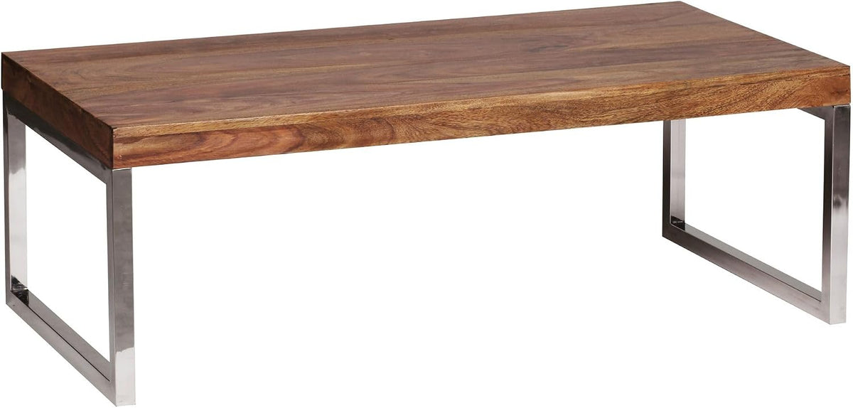 KADIMA DESIGN Sofa, 120 cm, braun, Couchtisch Guna Massiv-Holz Sheesham breit Wohnzimmer-Tisch