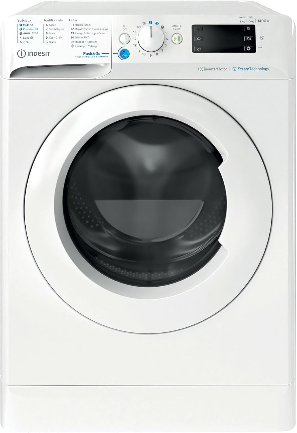 Lave Waschtrockner, 58 Liter, 6 kg, Weiß, linge séchant INDESIT BDE76435WVFR - 7 / - Induction