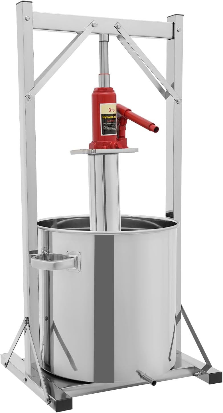 CELTIXS Saft- & Zitruspressen, 36 L, 304 Rostfreier Stahl, Schwarz, Hydraulische Obstpresse Mit Filtereimer FüR Hobby